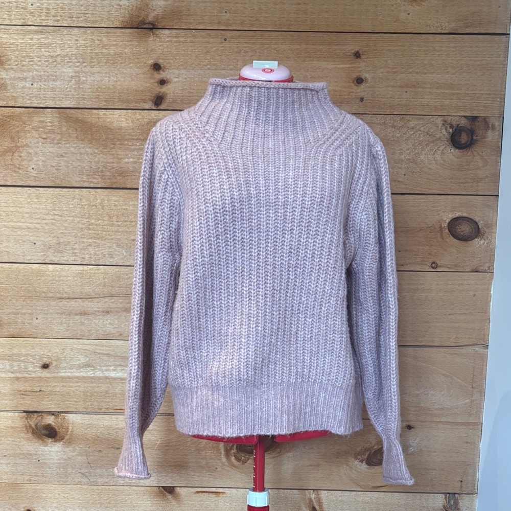 Madewell Ribbed Mock Neck Sweater in Soft Blush